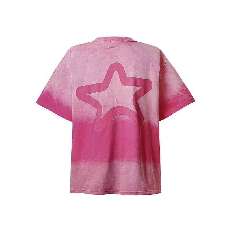 Tie-dye Gradient Short-sleeved T-shirt For Men And Women null