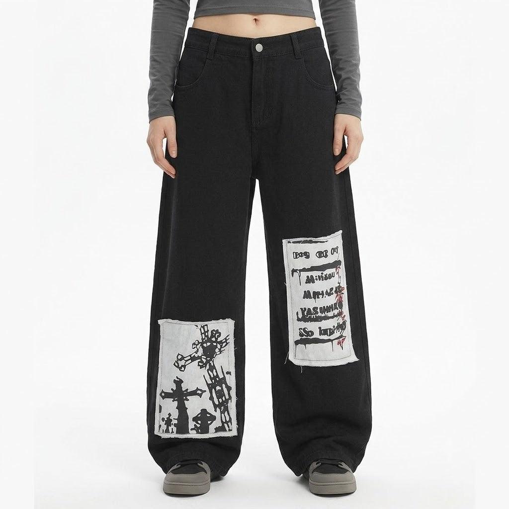Wide leg denim curved knife pants for women | MuddyStock Originals