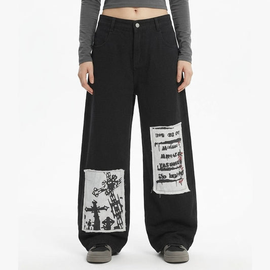Wide leg denim curved knife pants for women | MuddyStock Originals