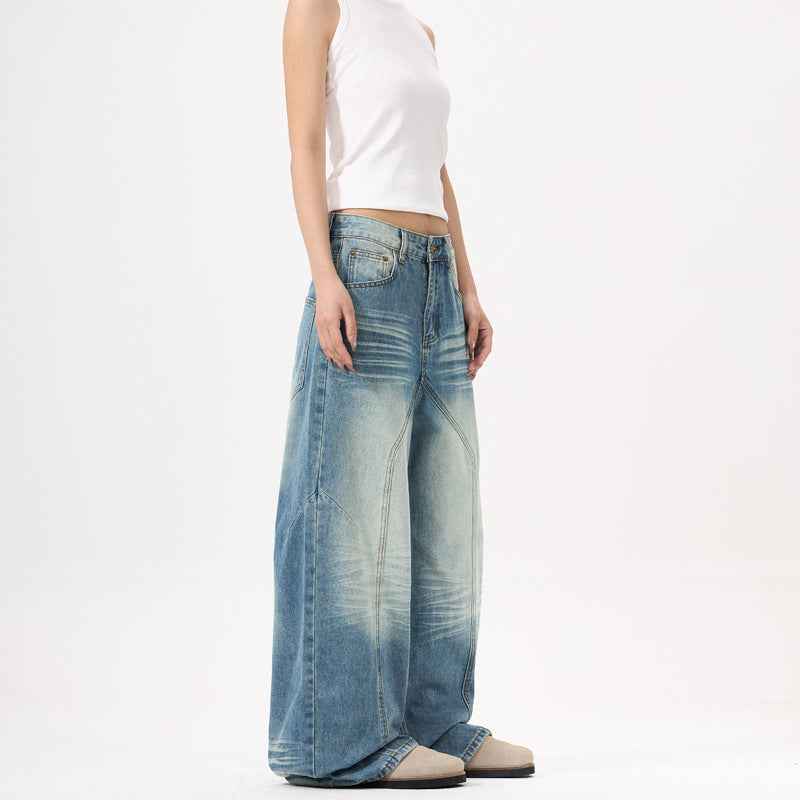 Wide-leg Deconstruct Stitching Jeans For Men And Women MuddyStock