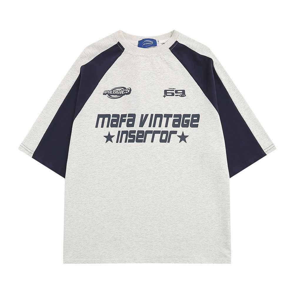 Letter Patchwork Short-sleeved T-shirt For Men null