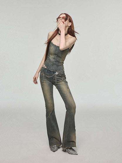 Vintage Washed Distressed Straight Leg Jeans MuddyStock