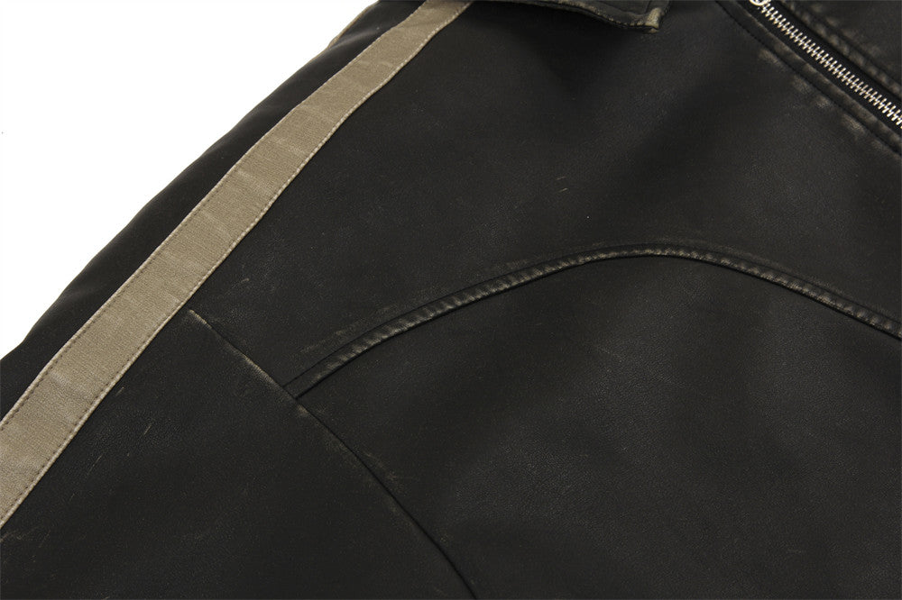 Distressed PU Leather Jacket For Men