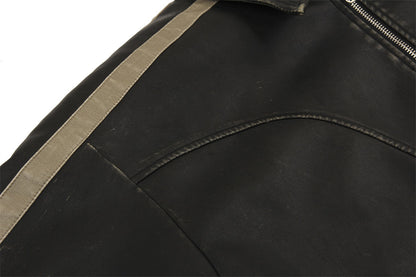 Distressed PU Leather Jacket For Men