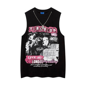 European And American Printed Waistcoat Women Black