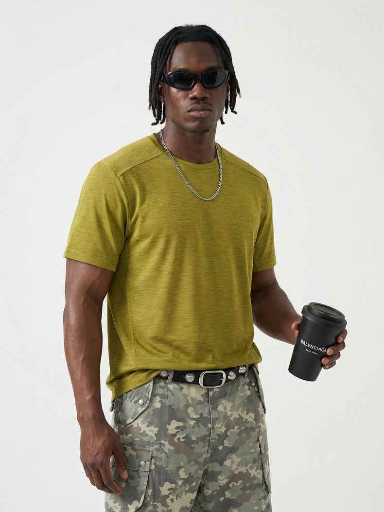 Men's Outdoor Moisture-Wicking Quick-Drying Short-Sleeve T-shirt Moss yellow MuddyStock null