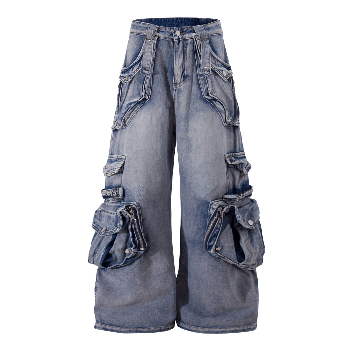 Retro Heavy Industry Multi-pocket Workwear Jeans For Women
