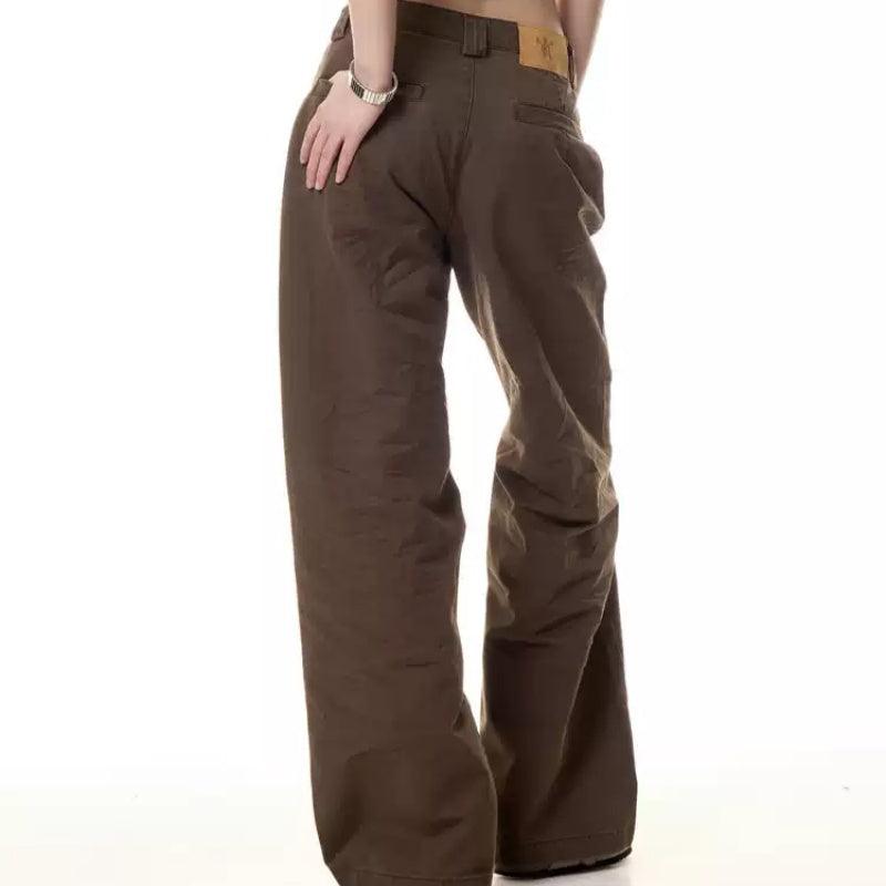 Retro Frayed Stitching Design Multi-pocket Jeans For Women null