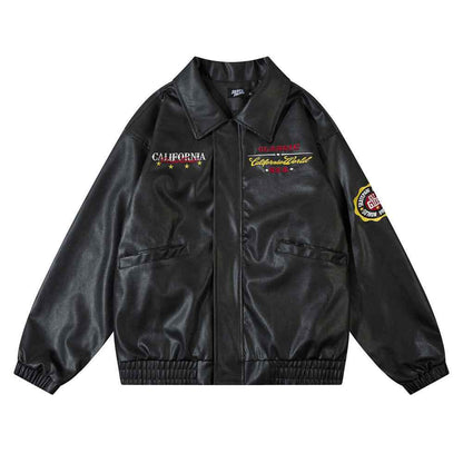 Men's American Embroidery Letters Motorcycle Jacket MuddyStock