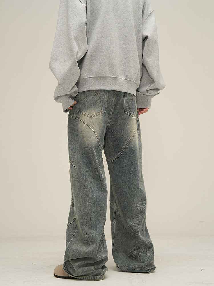 Deconstructed Straight Leg Jeans Man