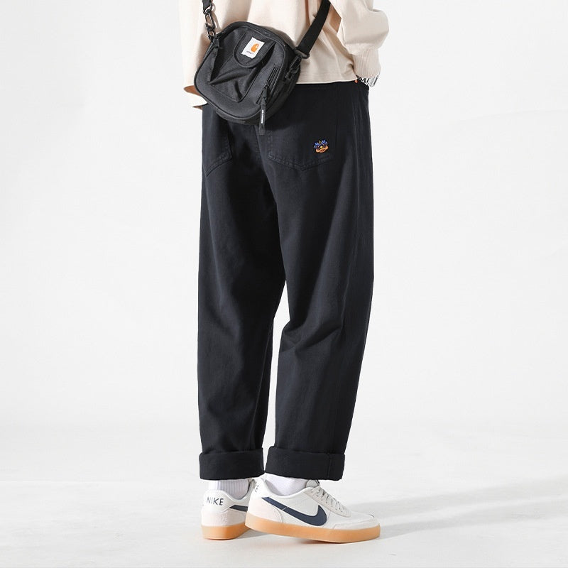 Men's Loose Cargo Pants Straight Casual Trousers 9215 Black