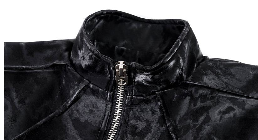 Punk Black Motorcycle Leather Jacket For Women All Products