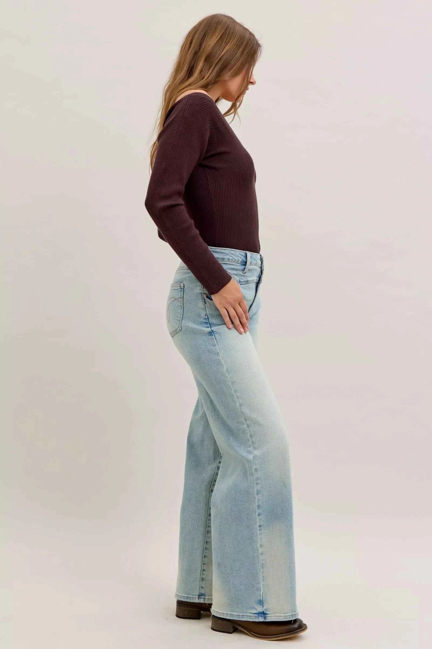 High Waist Column Straight Jeans For Women Trendsi