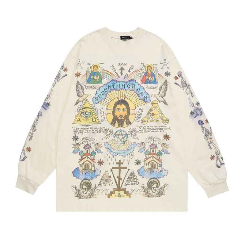 Washed-out Vintage Retro Style Sweatshirt For Men 6024 Yellow null