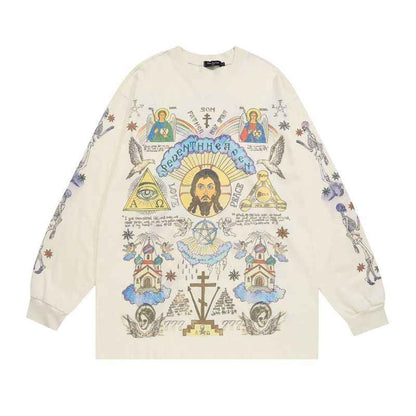 Washed-out Vintage Retro Style Sweatshirt For Men 6024 Yellow null