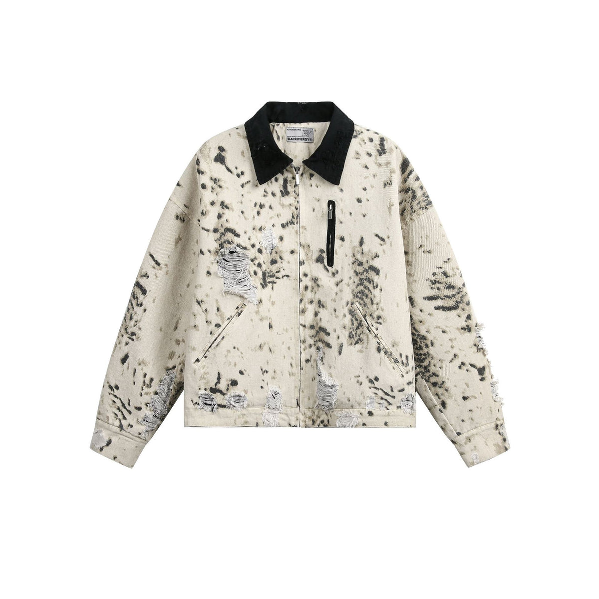 American Retro Clean Fit Heavy Industry Jacket For Women Yellow Leopard Print