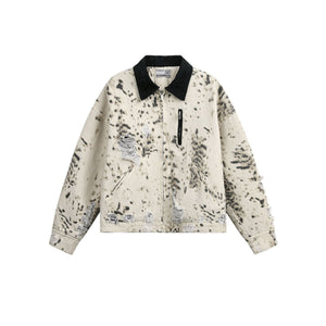 American Retro Clean Fit Heavy Industry Jacket For Women Yellow Leopard Print