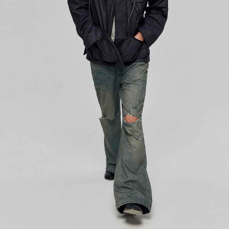 Cotton Retro Make Old Ripped Loose Micro-flared Trousers Jeans MuddyStock