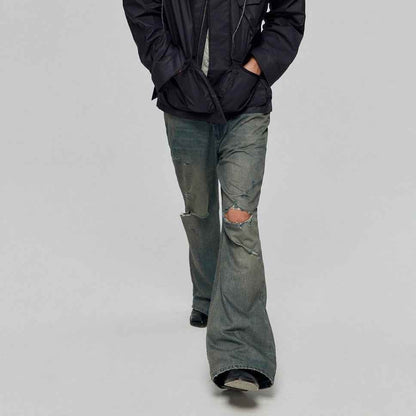 Cotton Retro Make Old Ripped Loose Micro-flared Trousers Jeans MuddyStock