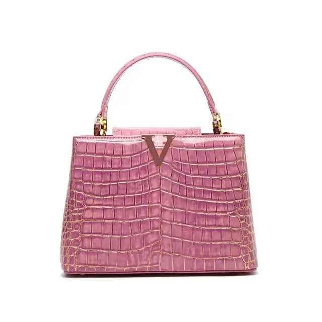 Crocodile Print Shoulder Handbags for Women | MuddyStock Originals T-101 Pink