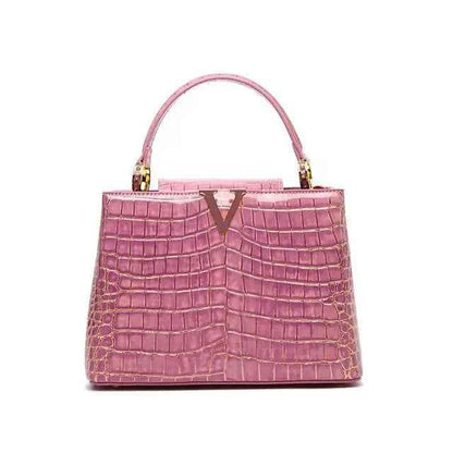 Crocodile Print Shoulder Handbags for Women | MuddyStock Originals T-101 Pink