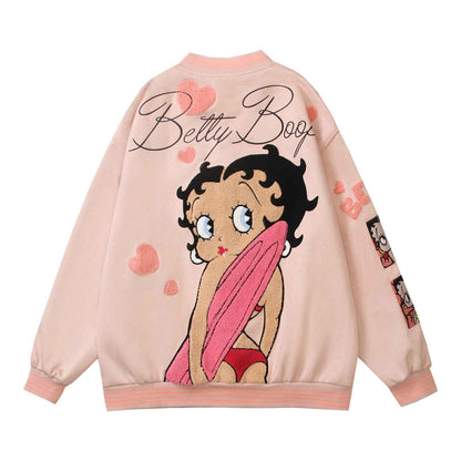 Cartoon Flocking Loose Casual Jacket | MuddyStock Originals