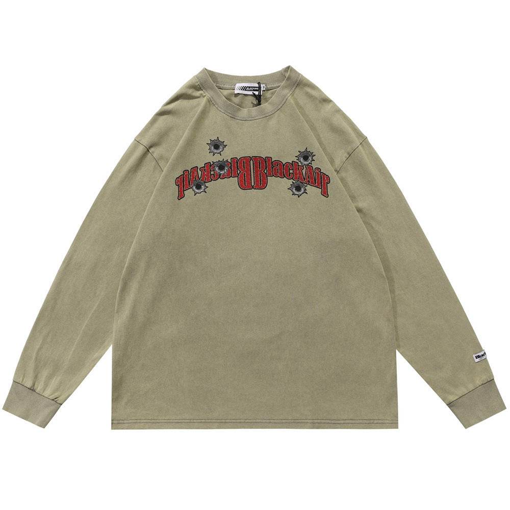 Round Neck Long Sleeve T-shirt For Men Khaki MuddyStock