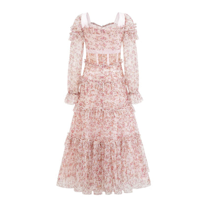 Floral Print Dress High Waist Slimming Long dress | MuddyStock Originals