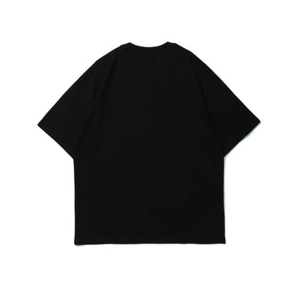 Round Neck Half Sleeves Street Fashion For Men And Women Black MuddyStock