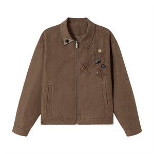 Loose workwear lapel jacket for women | MuddyStock Originals Brown