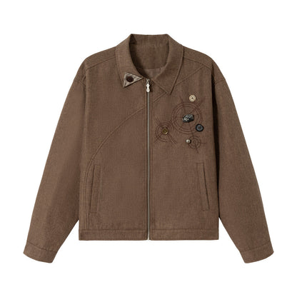 Loose workwear lapel jacket for women | MuddyStock Originals Brown