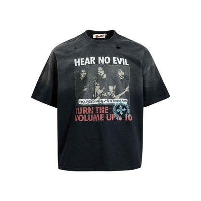 Rock band washes old short sleeved T-shirt for men | MuddyStock Originals Black