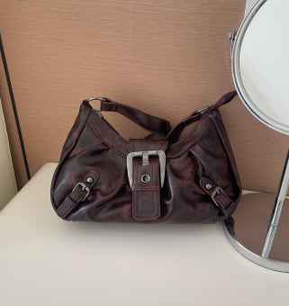 Women's Vintage Two-tone Shoulder Bag Wine Red 2 null