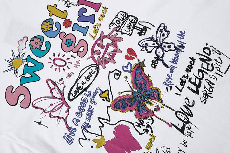Butterfly Graffiti Printing Short Sleeve For Men And Women MuddyStock