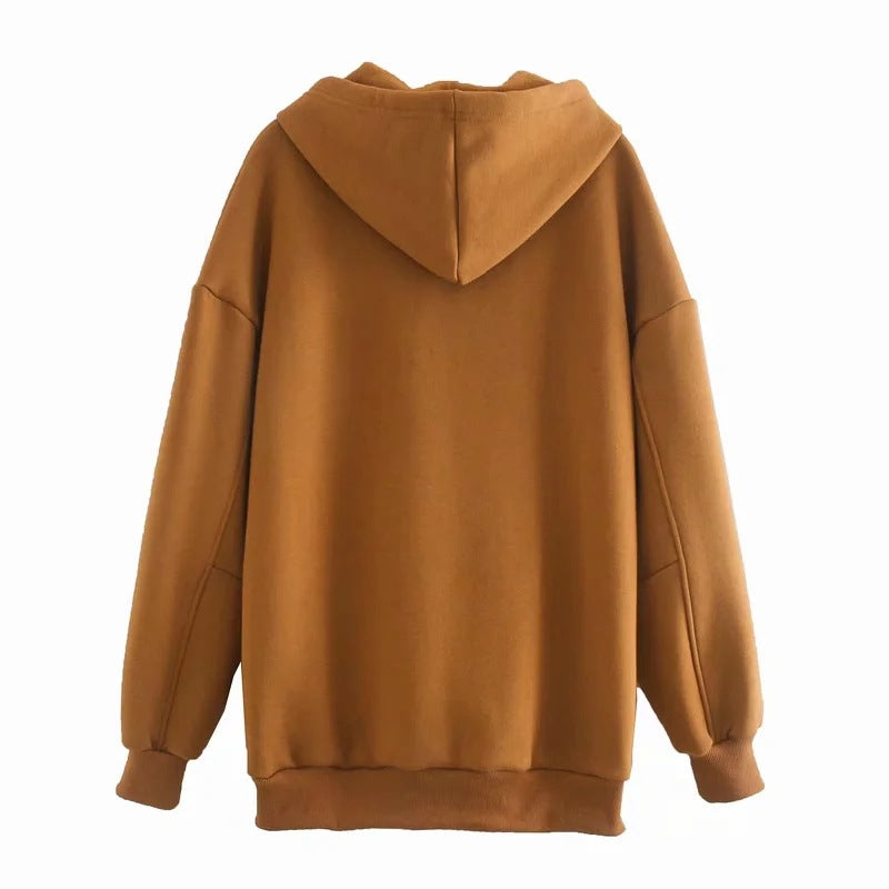 Women's Loose Hooded Sweater With Velvet Pockets MuddyStock