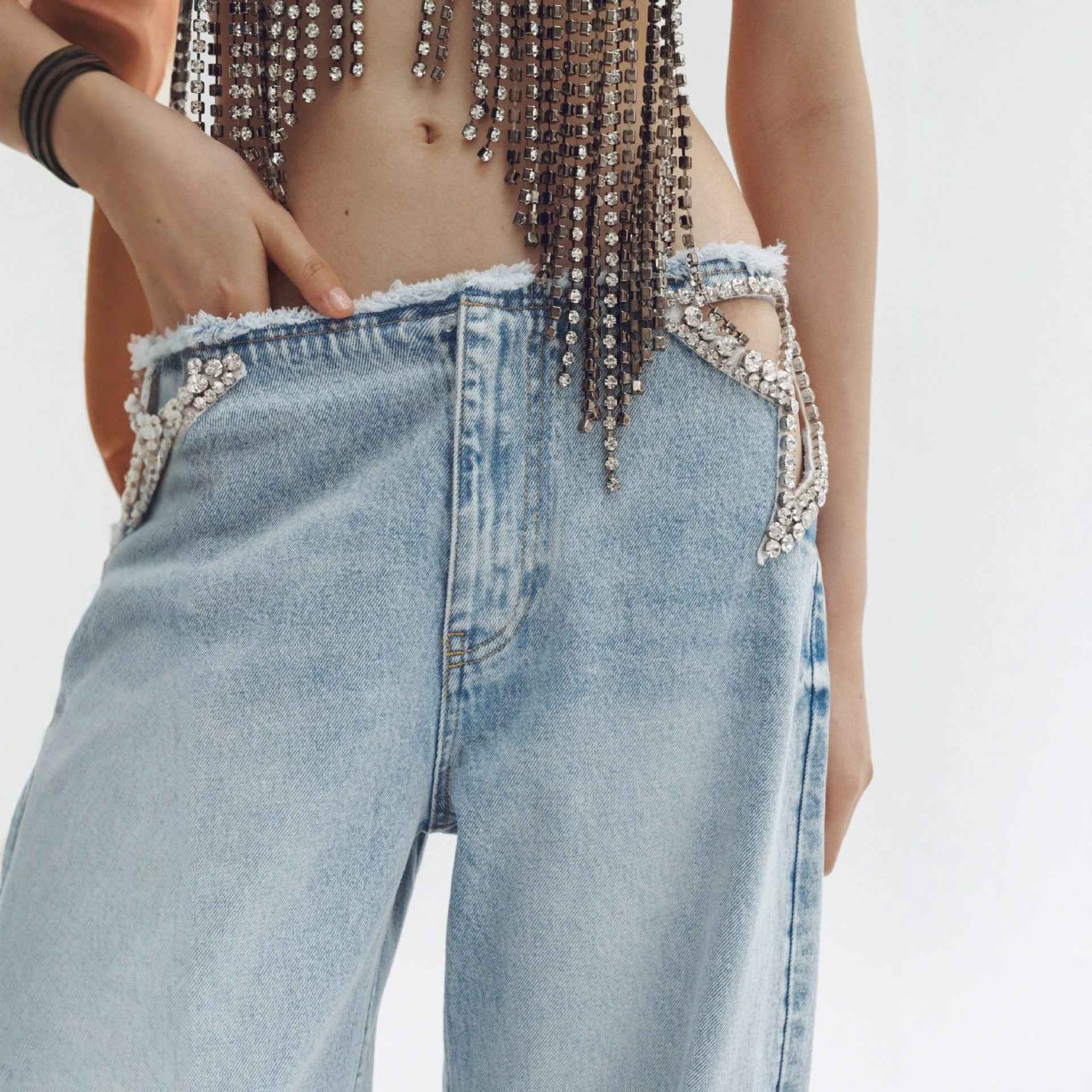 Women's Low-Waist Washed Straight-Leg Jeans