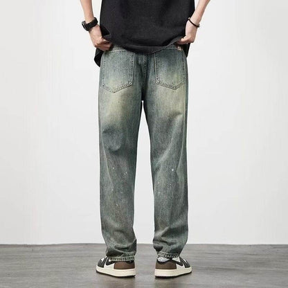 Distressed High Waist Jeans Men's Straight-leg Pants MuddyStock
