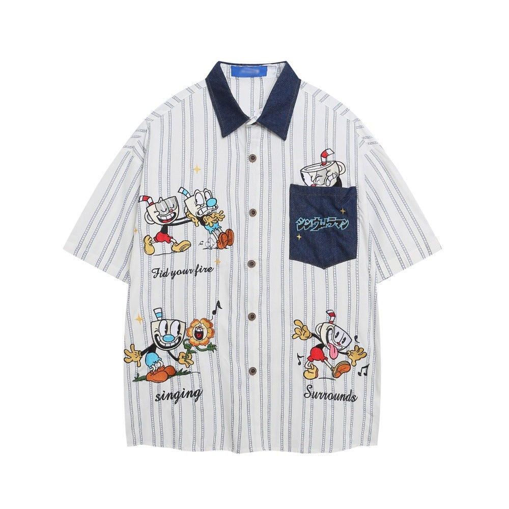 Funny Cartoon Men's Short Sleeve Shirt | MuddyStock Originals White