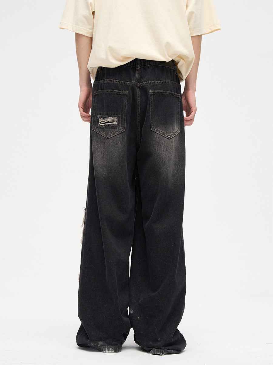 American Street Patch Ripped Design Sense Niche Jeans For Men And Women MuddyStock