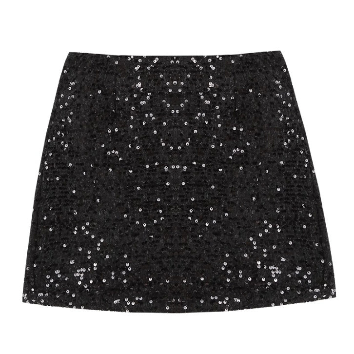 A-line Small Shiny Skirt For Women Black All Products