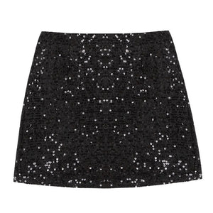 A-line Small Shiny Skirt For Women Black All Products