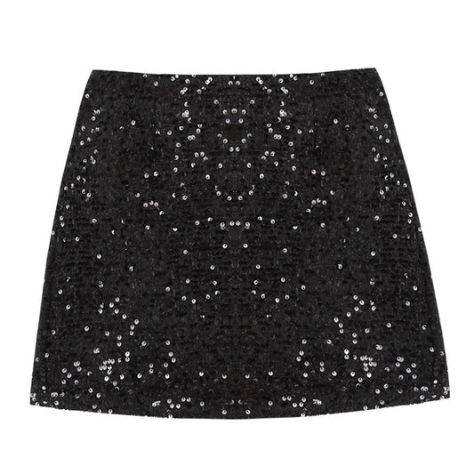 A-line Small Shiny Skirt For Women Black All Products