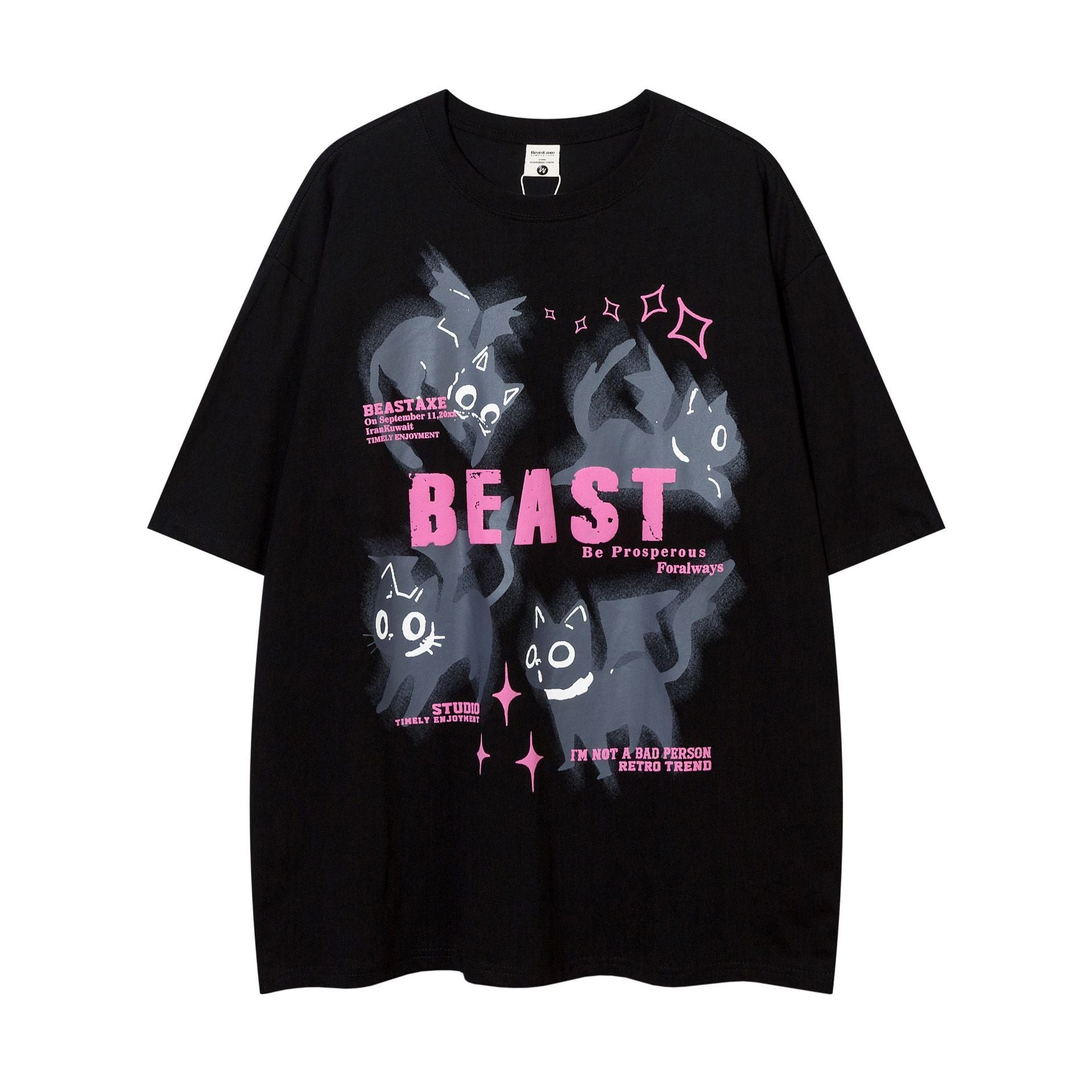 Kitten Loose Casual Short-sleeved T-shirt For Men And Women MuddyStock