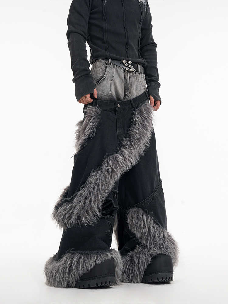 Fake Two-piece Jeans For Men null