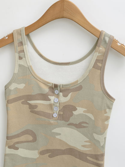 Camouflage slim fit button sleeveless vest for women | MuddyStock Originals eprolo