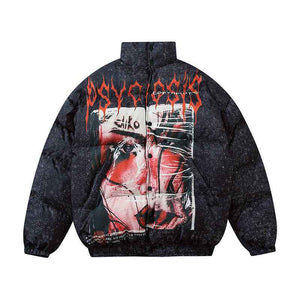 West Coast European and American street characters padded jacket for men Black