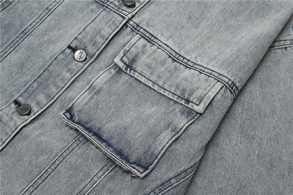 Loose Denim Jacket With Printed Sleeve For Women null