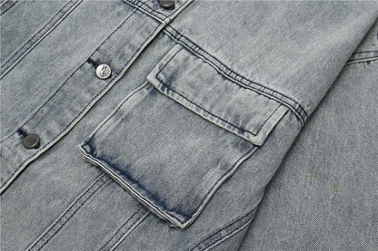 Loose Denim Jacket With Printed Sleeve For Women null