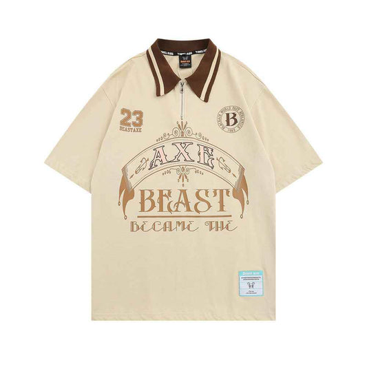 Short-sleeved Polo Shirt With Letters For Men And Women MuddyStock