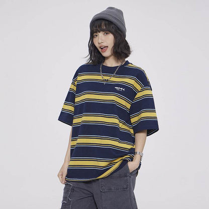 Fashion Personality Striped Short-sleeved T-shirt For Men And Women MuddyStock